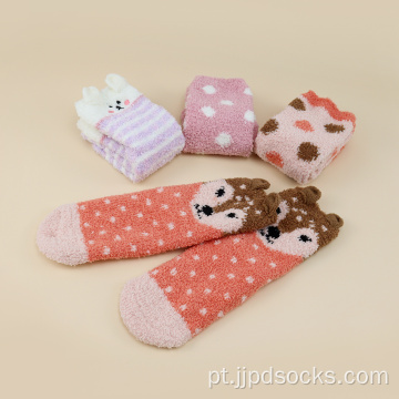 Venda quente dos desenhos animados Microfiber Cozy Socks Home Meias